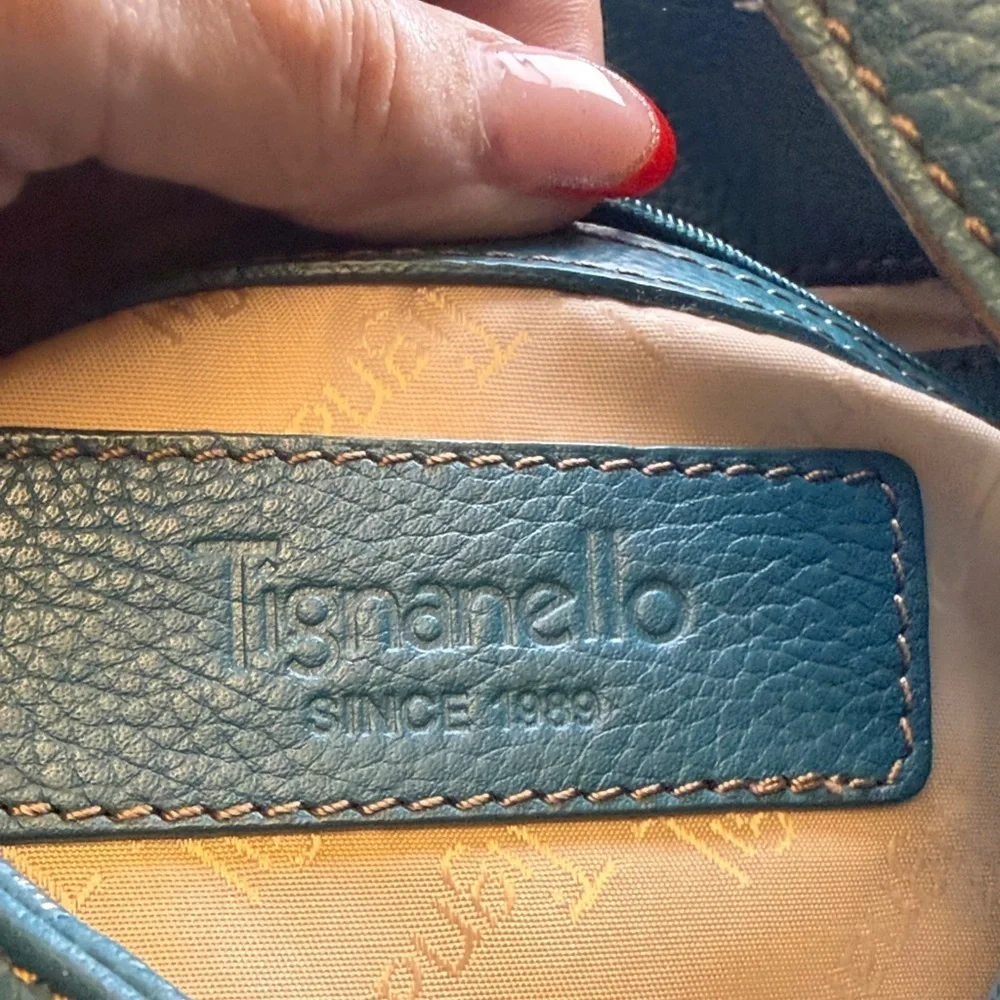 Tignanello Teal Leather Shoulder Bag